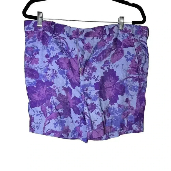 ASOS Women's Purple Floral Print Chino Shorts Size 34" Waist Casual Lightweight​ - Picture 1 of 5